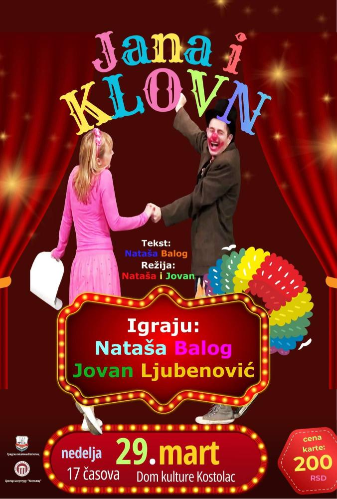 Predstava „Jana i klovn“ u nedelju u Domu kulture Kostolac