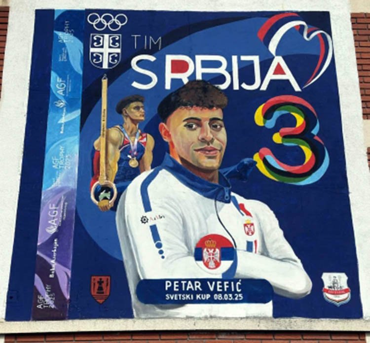 Mural posvećen gimnastičaru Petru Vefiću ukrasio zid Sportske hale u Kostolcu