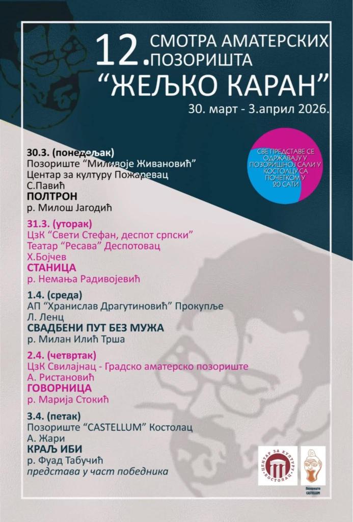 12. Smotra amaterskih pozorišta „Željko Karan“ u Kostolcu